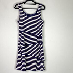 LOFT Asymmetric Sleeveless Striped Tank Dress Women's Size Small